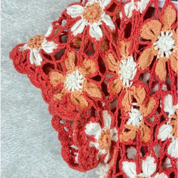 Vintage Y2K Crochet Daisy Knit Sweater Cardigan Button Medium - Picture 12 of 16